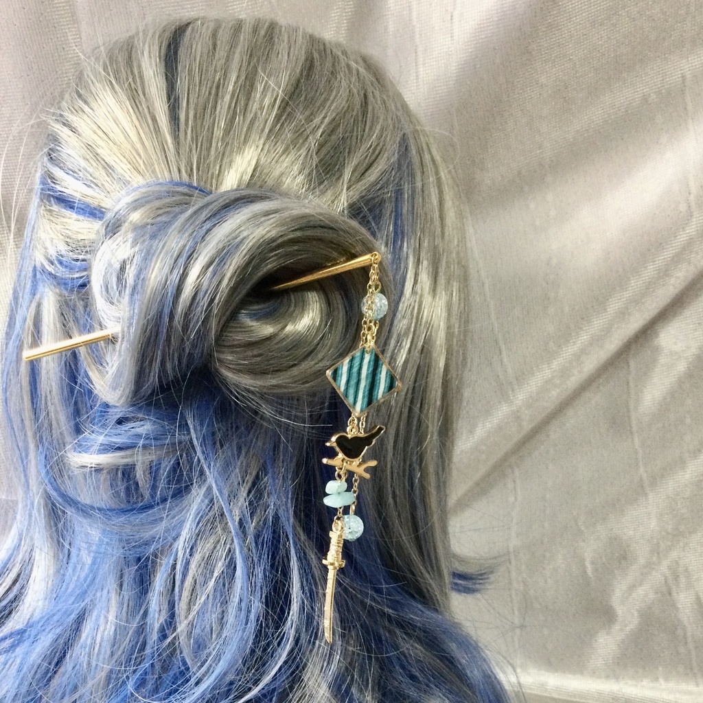 和柄刀剣簪 〜瑠璃色