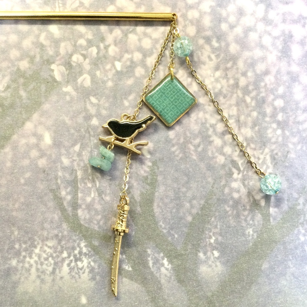 和柄刀剣簪 〜瑠璃色