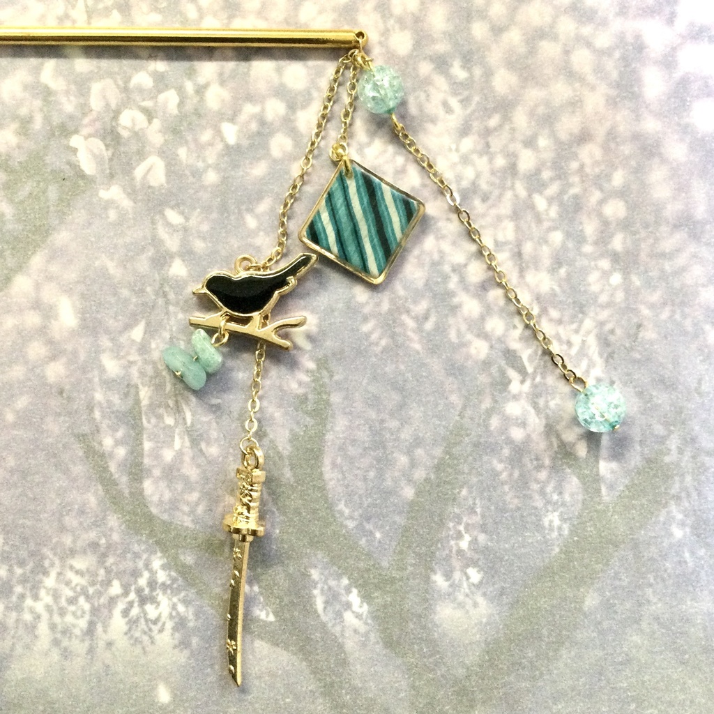 和柄刀剣簪 〜瑠璃色