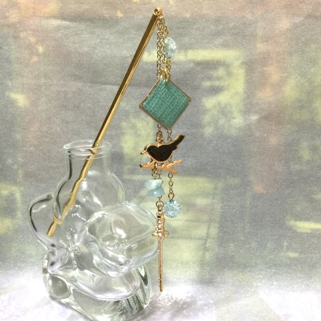 和柄刀剣簪 〜瑠璃色