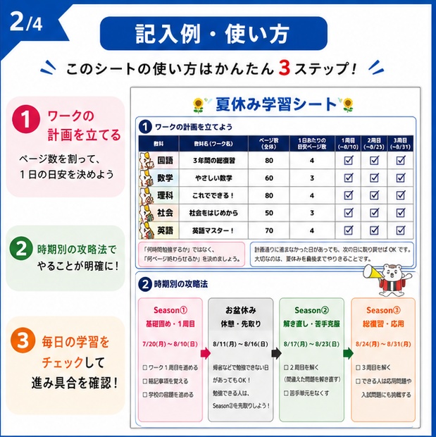夏休み学習計画シート【Lの勉強法②】