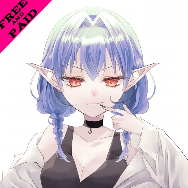 [FREE/PAID]Elf Girl Half Body PNG, 無料版と有料版