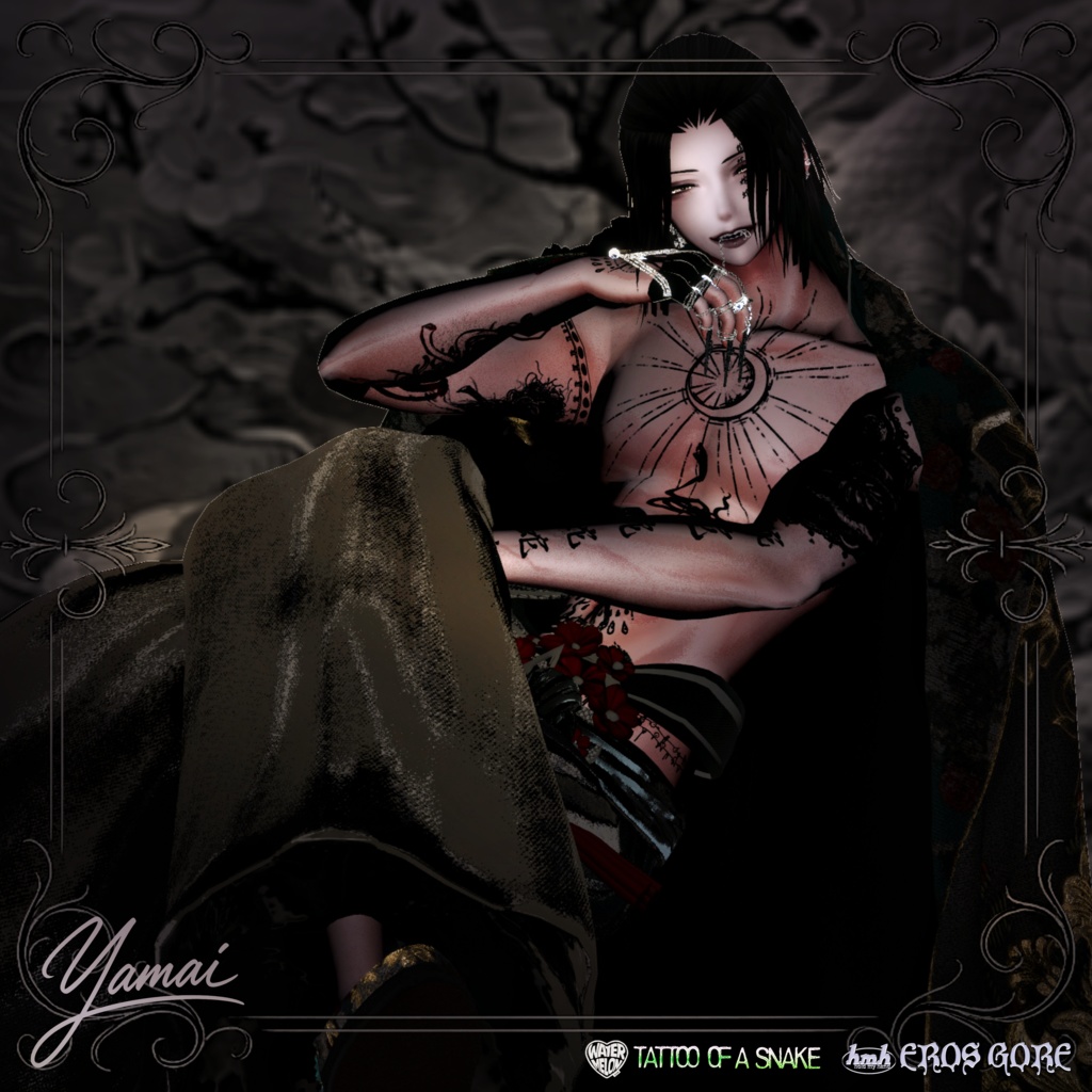 【VRChat】 Artist's Premium Tattoo Pack : "Eros Gore" / Tattoo, タトゥー、刺青、イレーズ味を出せる、 みんなのタトゥーテクスチャー