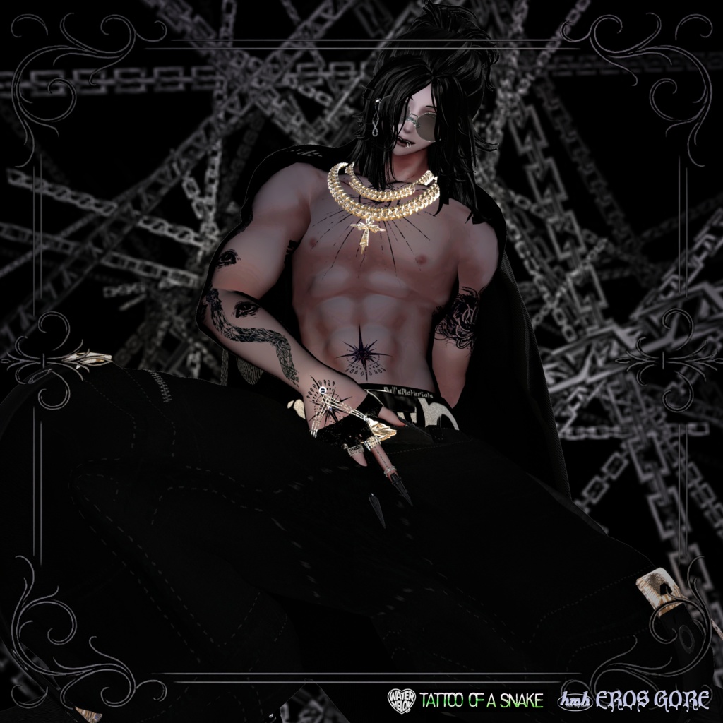 【VRChat】 Artist's Premium Tattoo Pack : "Eros Gore" / Tattoo, タトゥー、刺青、イレーズ味を出せる、 みんなのタトゥーテクスチャー