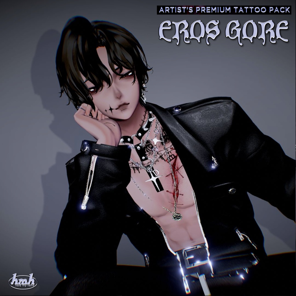 【VRChat】 Artist's Premium Tattoo Pack : "Eros Gore" / Tattoo, タトゥー、刺青、イレーズ味を出せる、 みんなのタトゥーテクスチャー