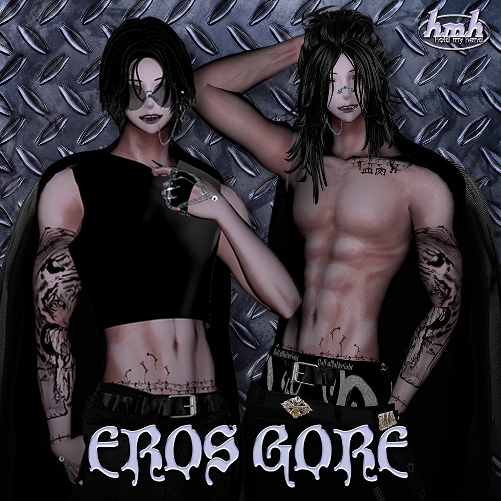 【VRChat】 Artist's Premium Tattoo Pack : "Eros Gore" / Tattoo, タトゥー、刺青、イレーズ味を出せる、 みんなのタトゥーテクスチャー