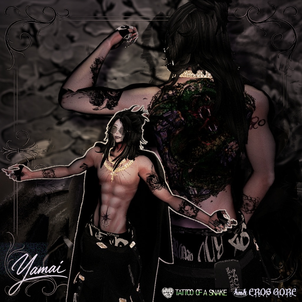 【VRChat】 Artist's Premium Tattoo Pack : "Eros Gore" / Tattoo, タトゥー、刺青、イレーズ味を出せる、 みんなのタトゥーテクスチャー