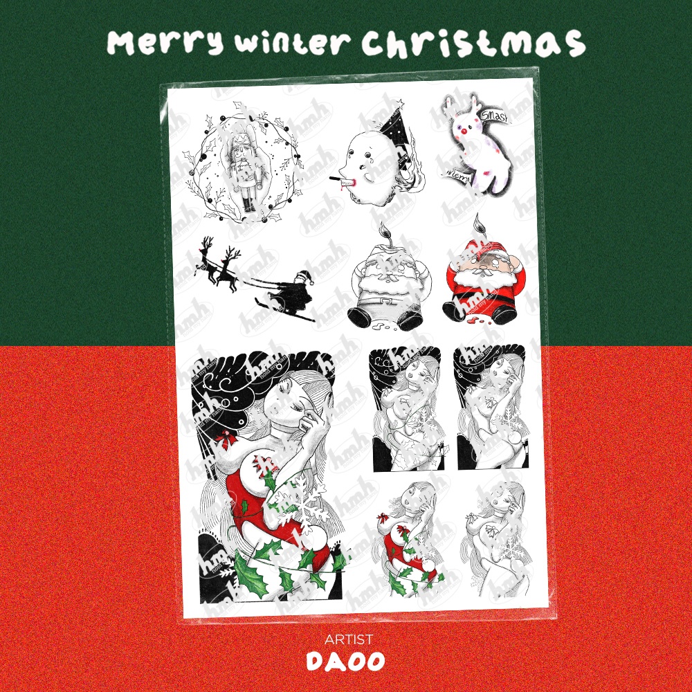 【VRChat】 " Merry Winter Christmas" : Artist's Premium Tattoo Pack / Tattoo, タトゥー、刺青、イレーズ味を出せる、 みんなのタトゥーテクスチャー