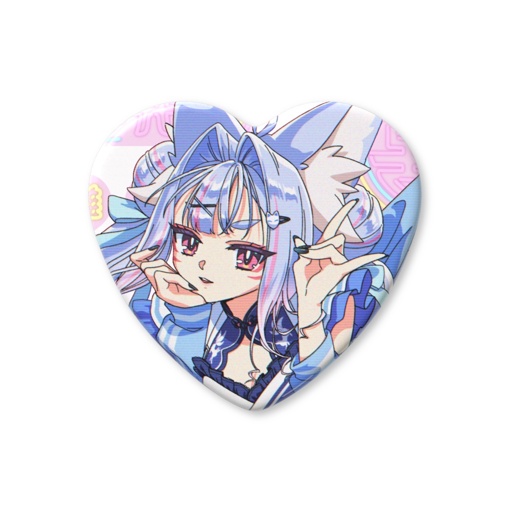90's ハート缶バッジ〖雪尾紺6周年記念グッズ〗