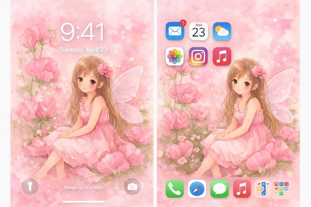 スイートピーの妖精さん♪スマホ壁紙