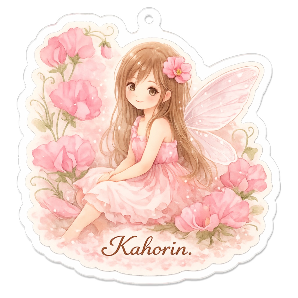 スイートピーの妖精さん♪キーホルダー70×70mm