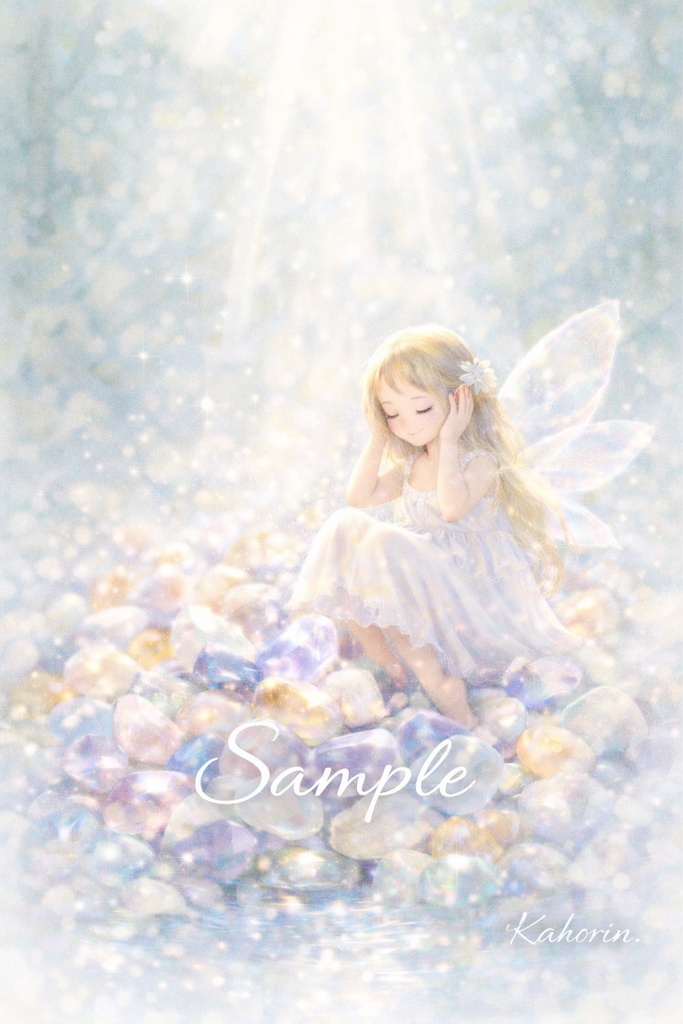 レインボークォーツ*さざれ石の妖精さん♪イラスト素材