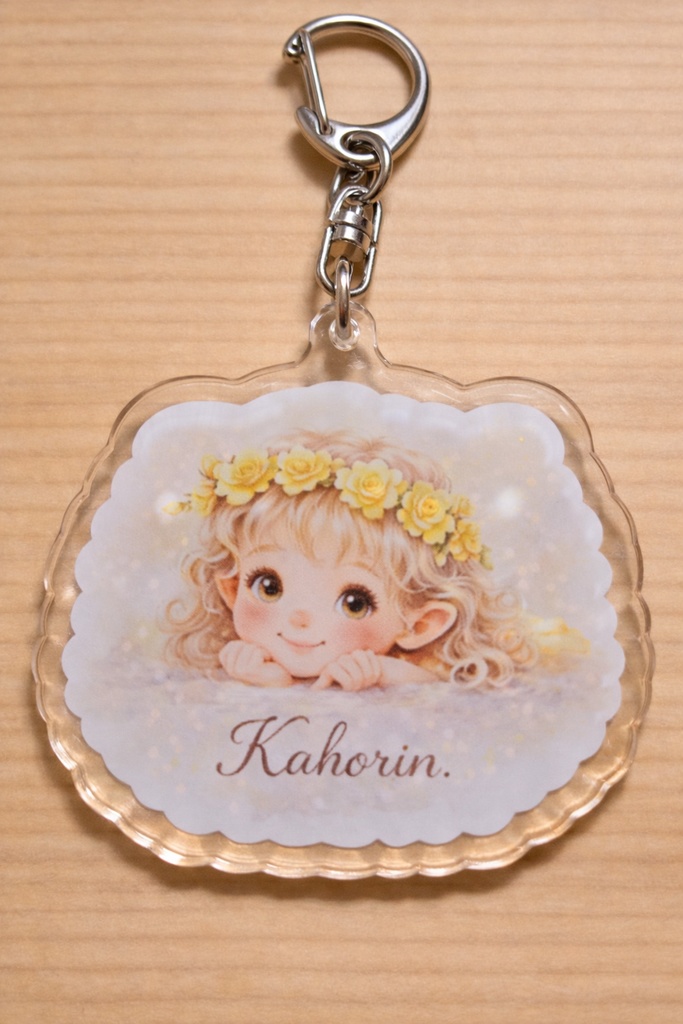 黄色いバラの妖精さん♪アクリルキーホルダー50×50mm