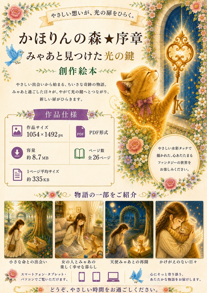 かほりんの森【序章】みゃあと見つけた光の鍵 創作絵本