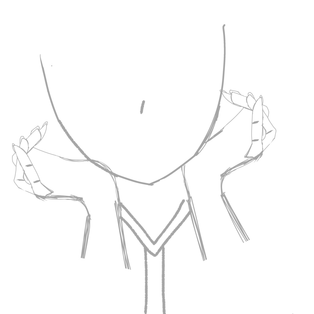 イラスト素材 ラフ ラフ素材 女性キャラ想定 肘をついた両手