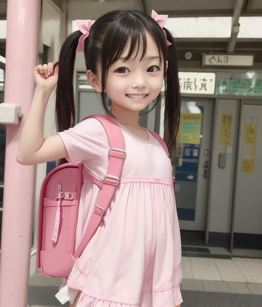 街中のランドセル少女