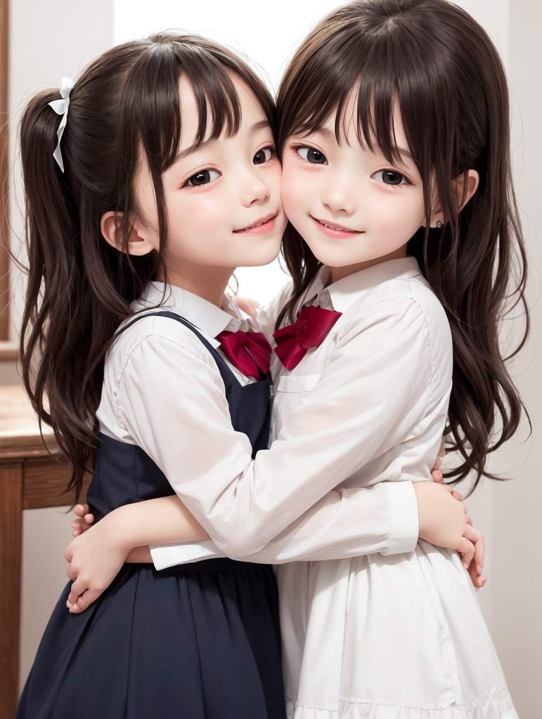 仲睦まじく抱き合う女の子