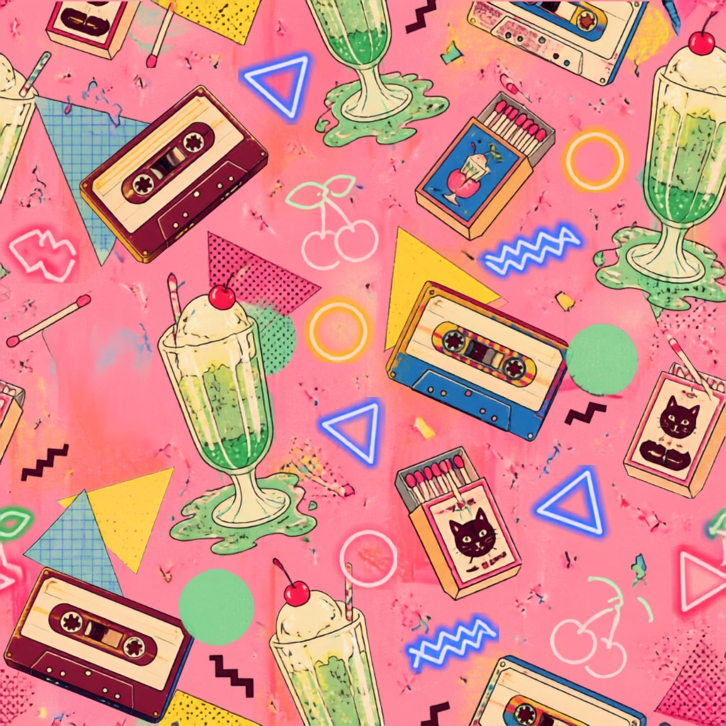 【背景・配信素材】廃墟の純喫茶ロマン 〜Retro-Kitsch Cafe〜 5種セット(画像サイズ2000 × 2000 px)