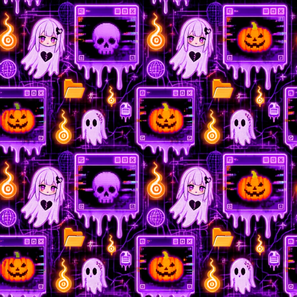 【背景・配信素材】ハロウィン 和風エモ 5種セット(2000×2000px)PNG.