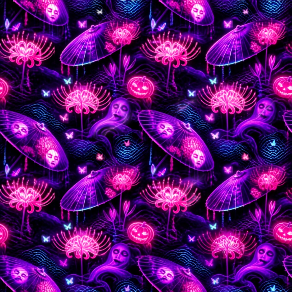 【背景・配信素材】ハロウィン 和風エモ 5種セット(2000×2000px)PNG.