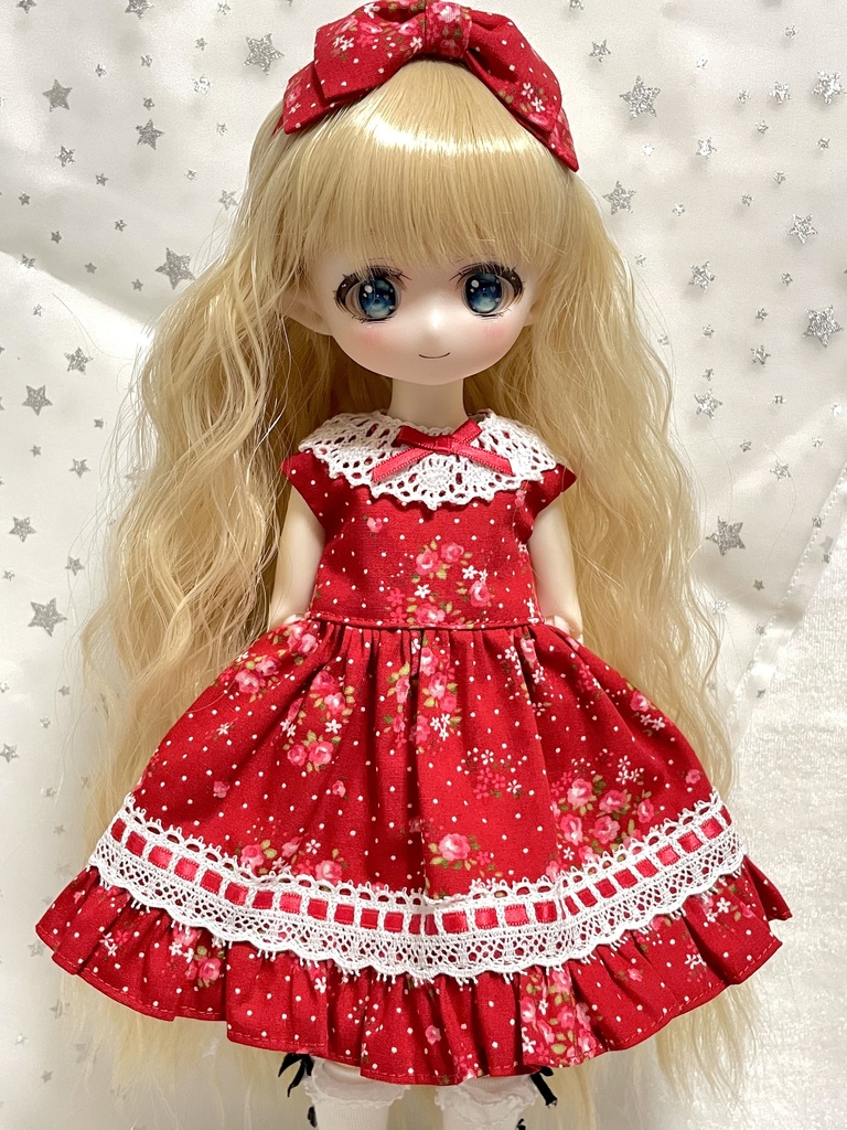 【TinyFox】ドット×バラ柄のシンプルなワンピースセット