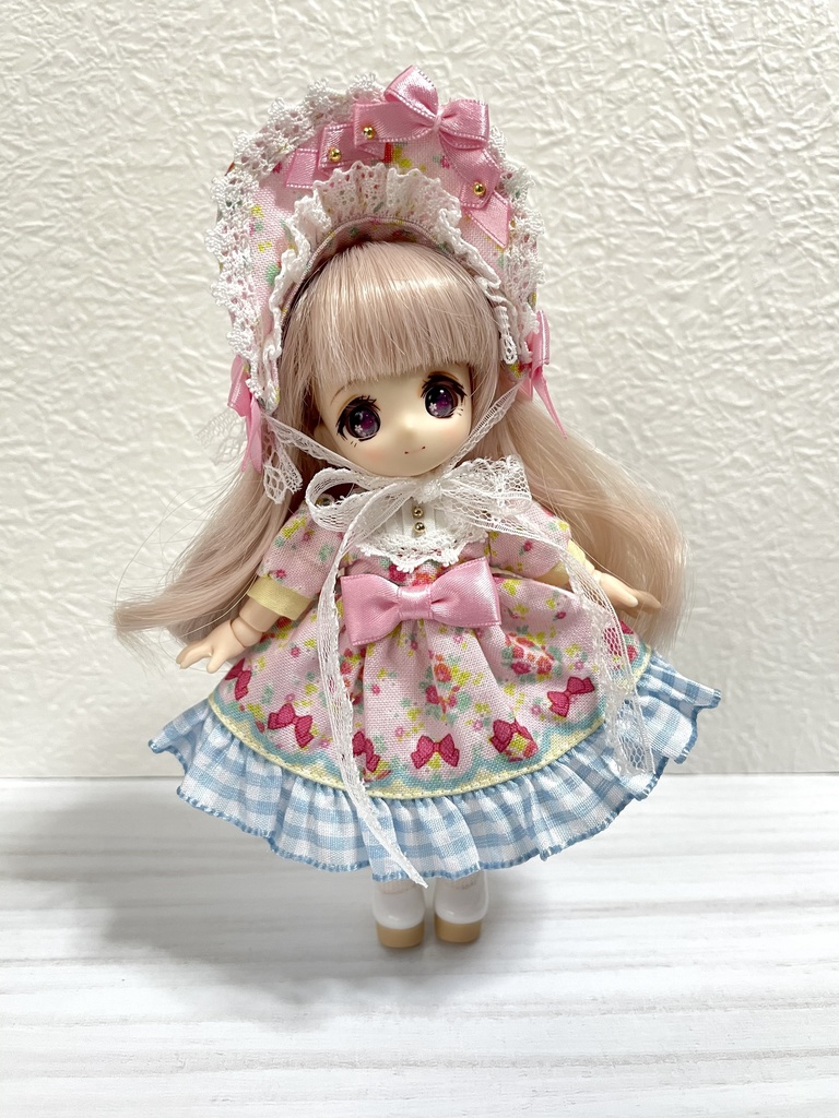 【オビツ11】小花×リボン柄のワンピースセット【ピコP】