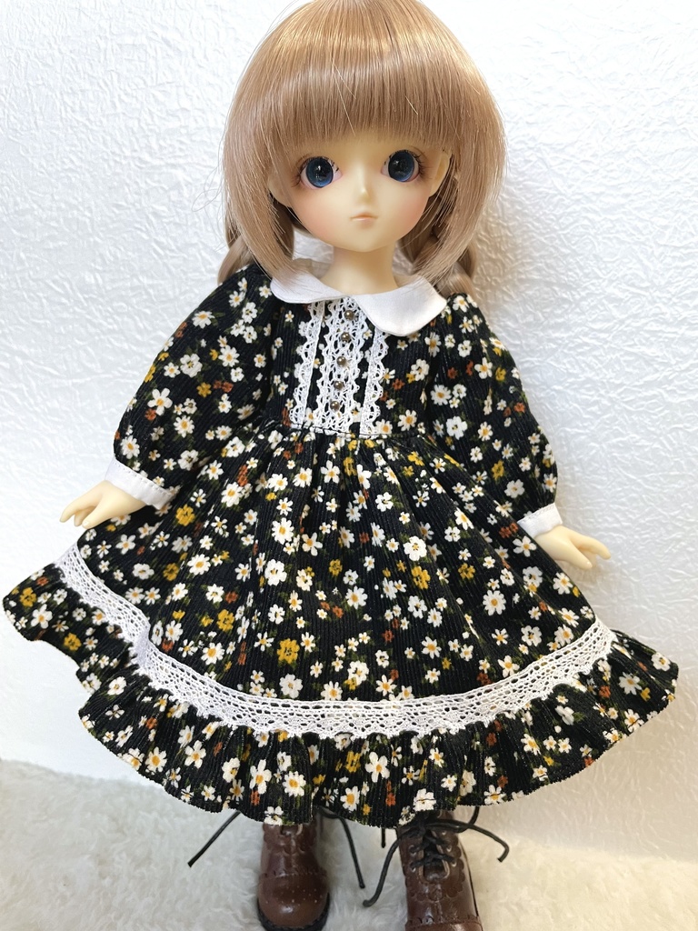 【幼SD】小花柄のコーデュロイワンピース