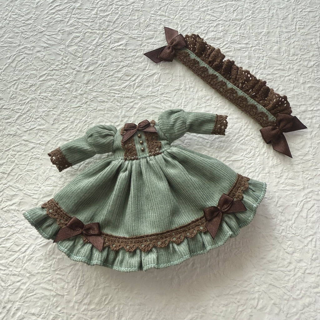 【オビツ11】チョコミントなコーデュロイワンピースセット【ピコP】