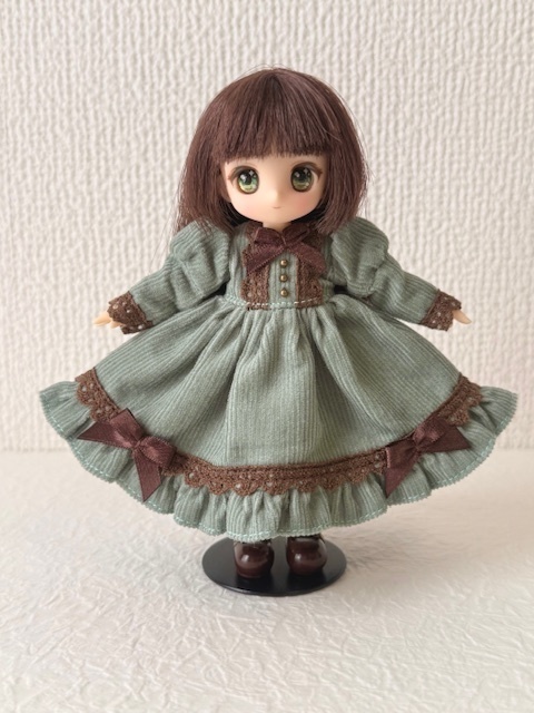 【オビツ11】チョコミントなコーデュロイワンピースセット【ピコP】