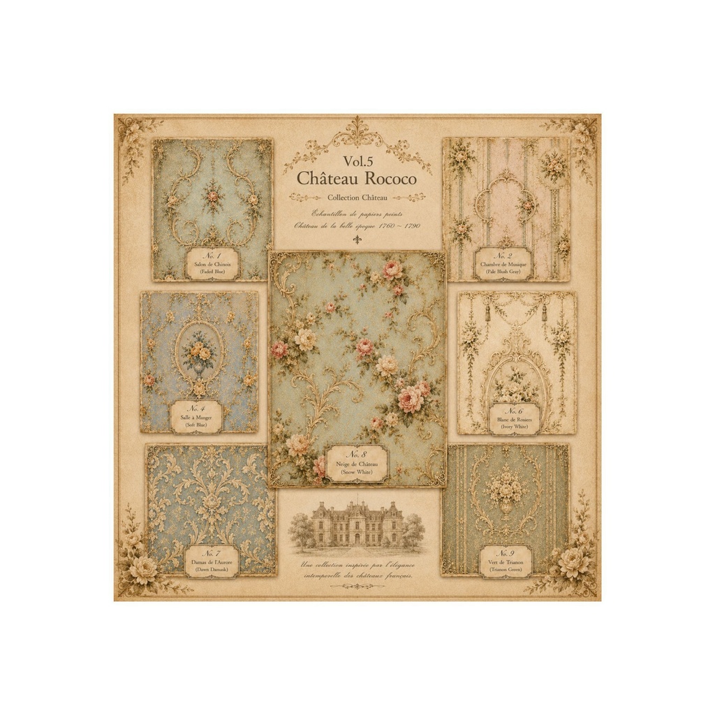 フレンチアンティーク 壁紙サンプルシート ｜Château Rococo Vol.5｜コラージュ素材