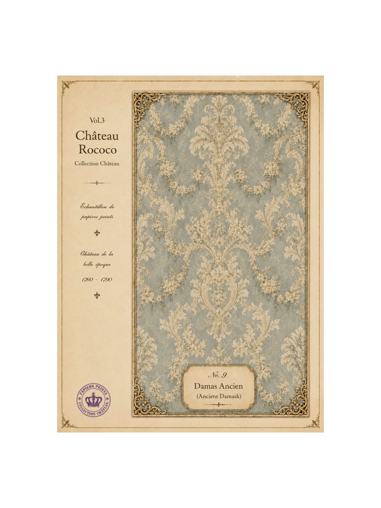 フレンチアンティーク 壁紙サンプルシート 10枚セット|Château Rococo Collection Vol.1|コラージュ素材