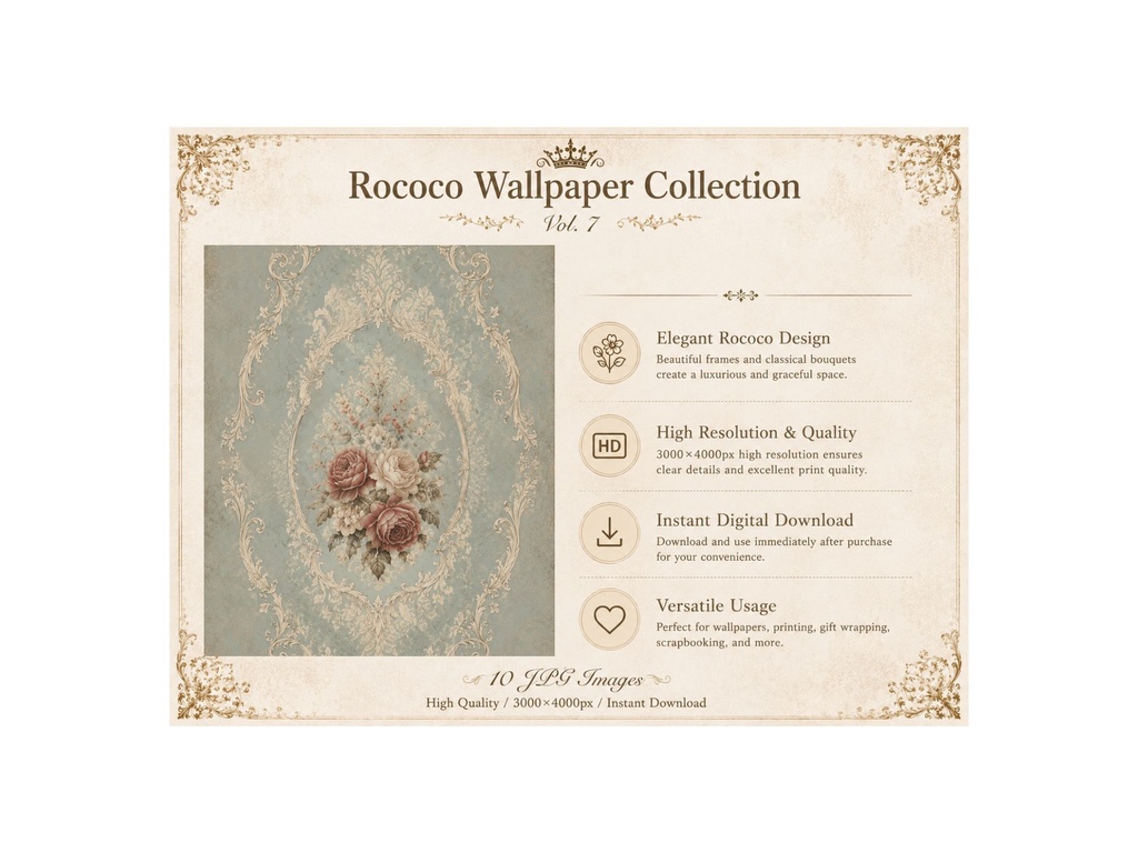 Rococo Wallpaper Collection Vol.7|アンティーク調ロココ壁紙 10枚セット
