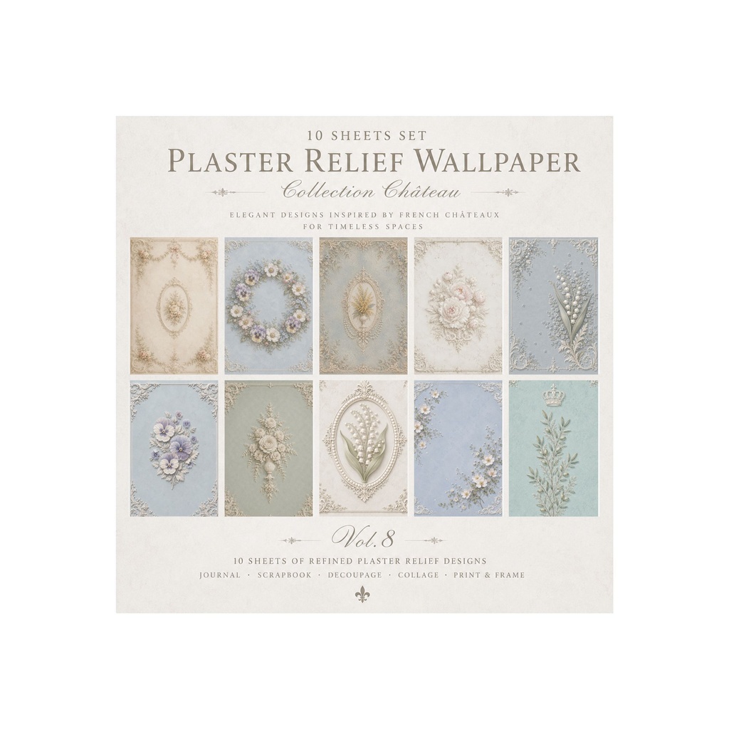 Plaster Relief Wallpaper Vol.8｜石膏レリーフ風アンティーク壁紙 10枚セット