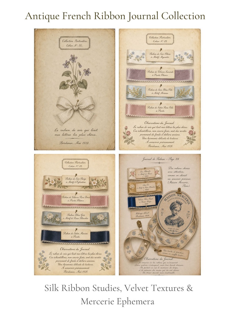 Antique French Ribbon Journal Collection｜アンティークリボンジャーナル 4枚セット