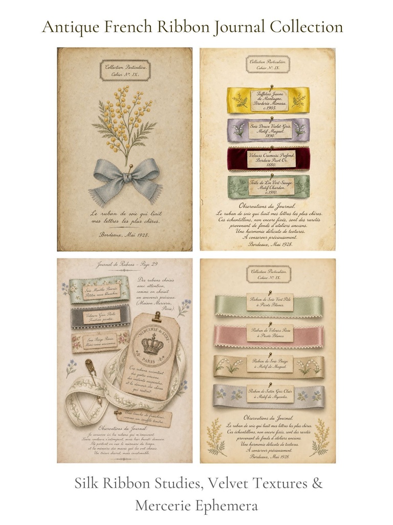 Antique French Ribbon Journal Collection｜アンティークリボンジャーナル 4枚セット Vol.2