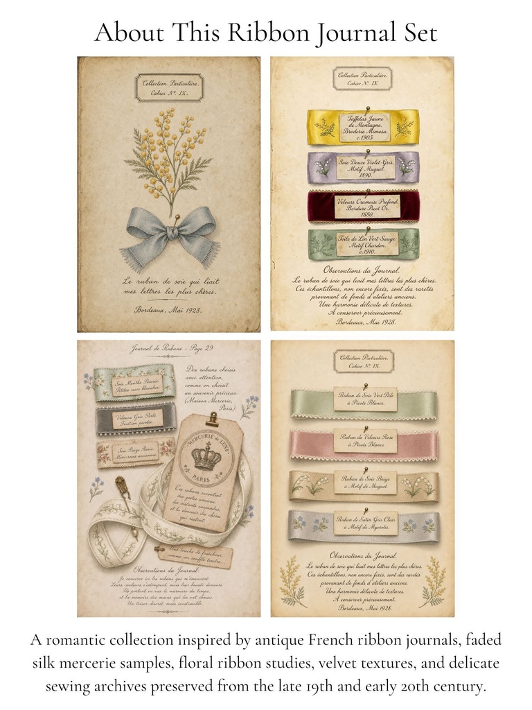 Antique French Ribbon Journal Collection|アンティークリボンジャーナル 4枚セット Vol.2