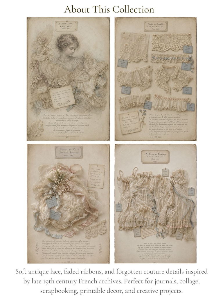 Antique French Lace Collection Journal|アンティークレースコレクション 4枚セット