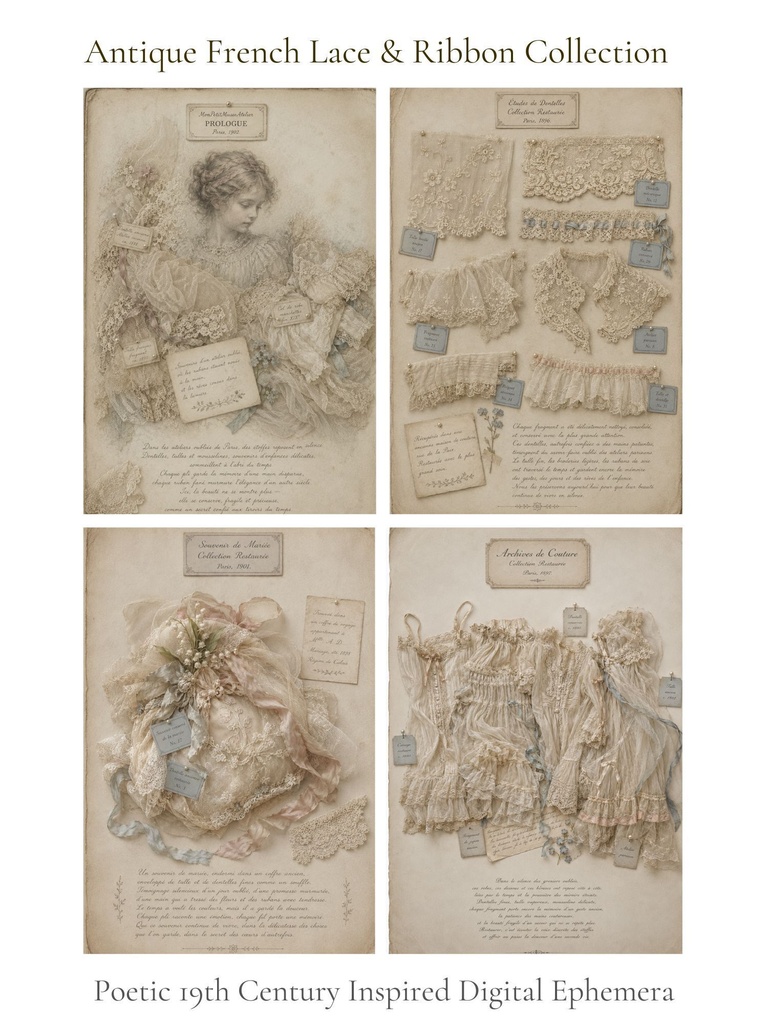 Antique French Lace Collection Journal｜アンティークレースコレクション 4枚セット