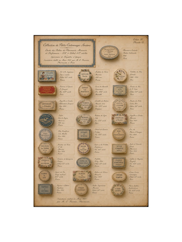1920s アンティーク小箱蒐集家のコレクションジャーナルシート|4枚セット