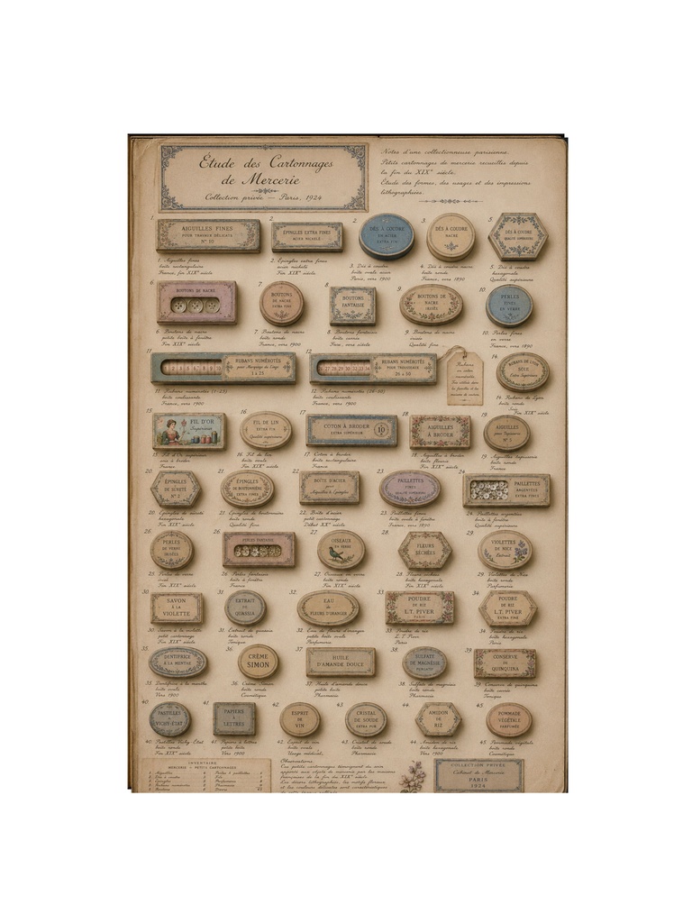1920s アンティーク小箱蒐集家のコレクションジャーナルシート|4枚セット