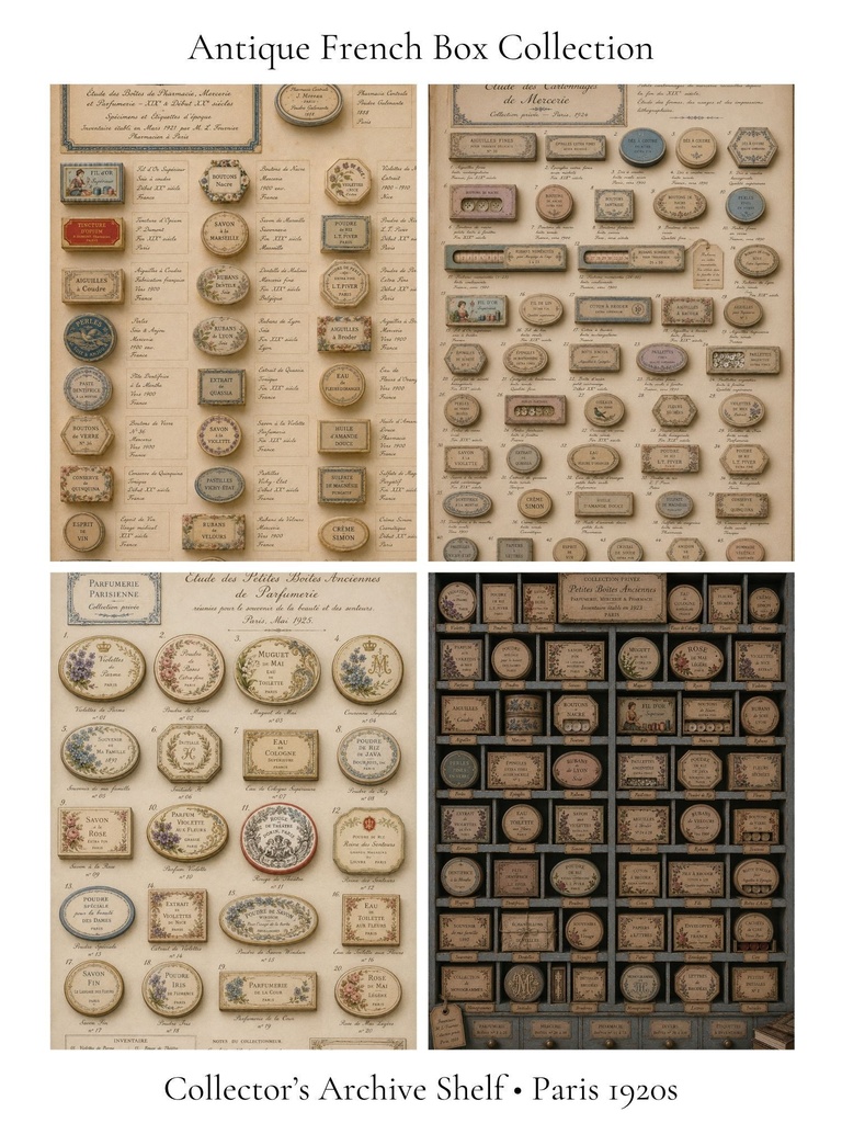 1920s アンティーク小箱蒐集家のコレクションジャーナルシート｜4枚セット