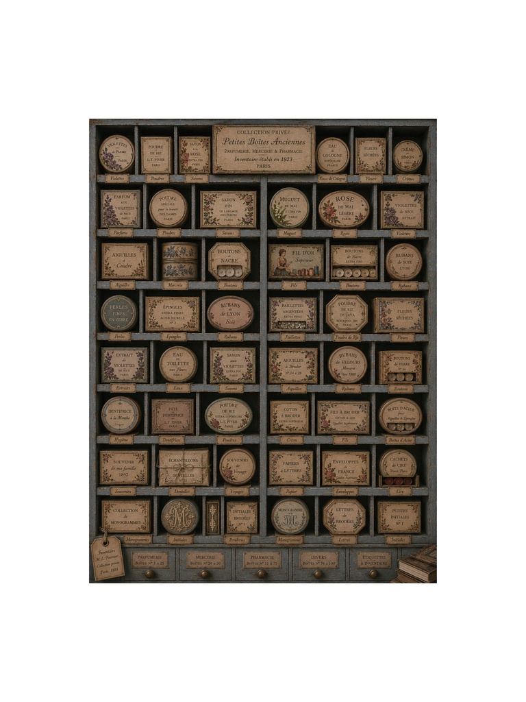 1920s アンティーク小箱蒐集家のコレクションジャーナルシート|4枚セット
