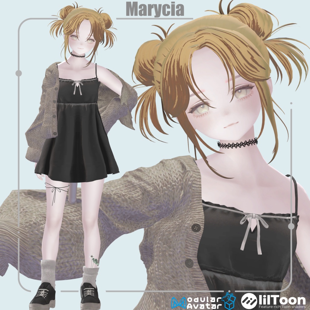 【22アバター対応Hair】こぐまるーずついん【#DRUM_OFF_】