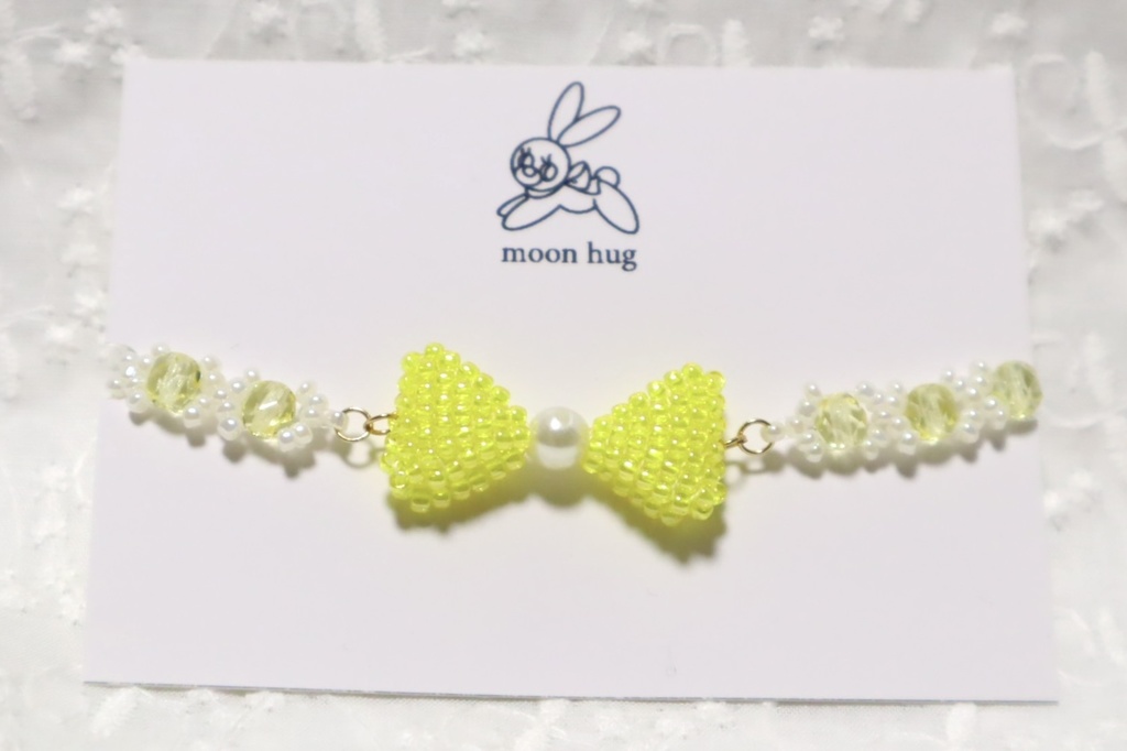 リボンビーズブレスレット(Yellow)