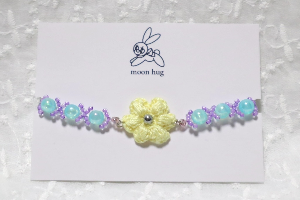 フラワービーズブレスレット(Yellow)