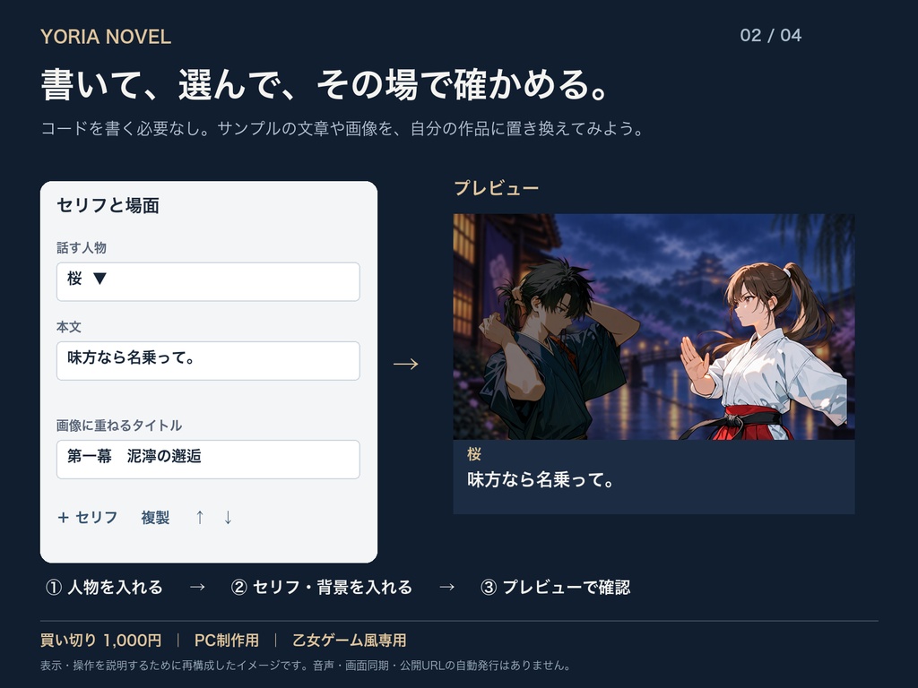 YORIA NOVEL|立ち絵版|読み合わせ制作ツール【マダミス・ストプレ作者向け】
