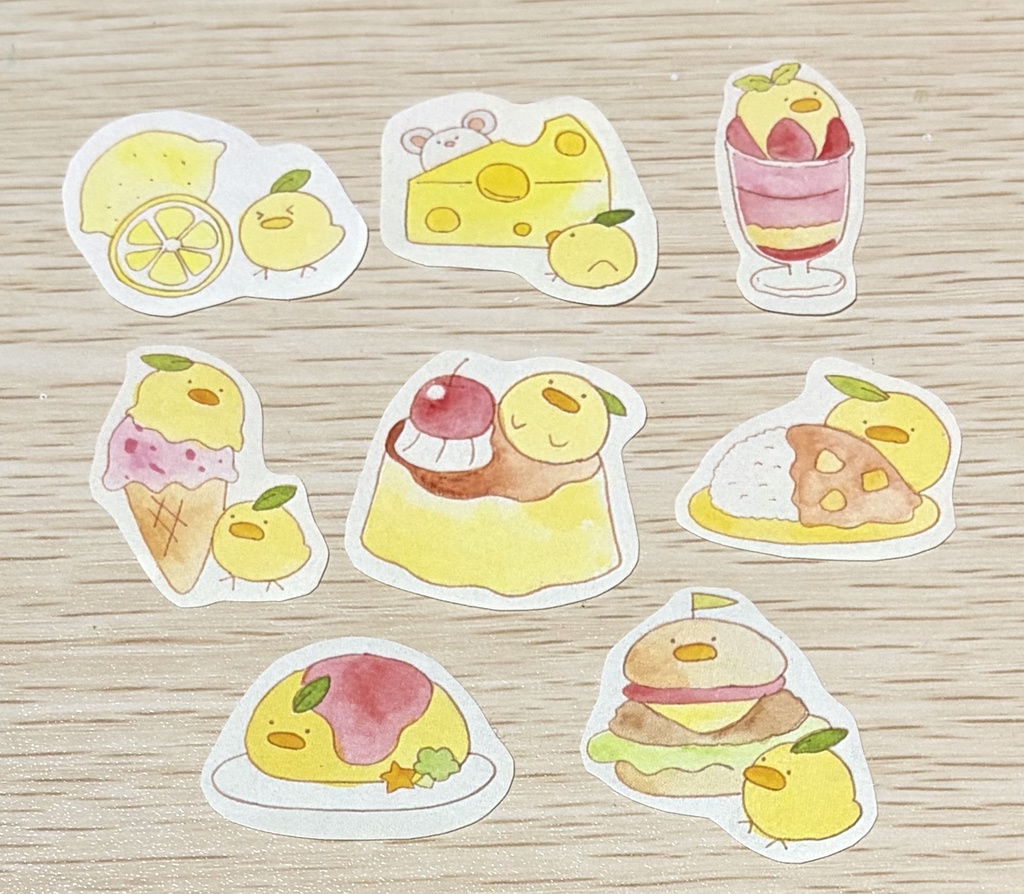 ゆずのひな×たべものフレークシール