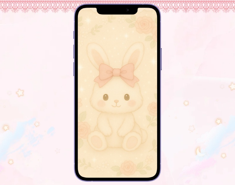 cocotte’s ふわもこ壁紙セット vol.1|くまとウサギの癒しパステル