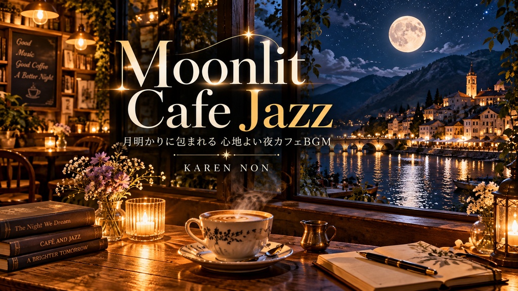 Moonlit Cafe Jazz｜月明かりに包まれる夜のカフェBGM  幻想的で心地よいジャズ｜読書・作業・リラックス音楽