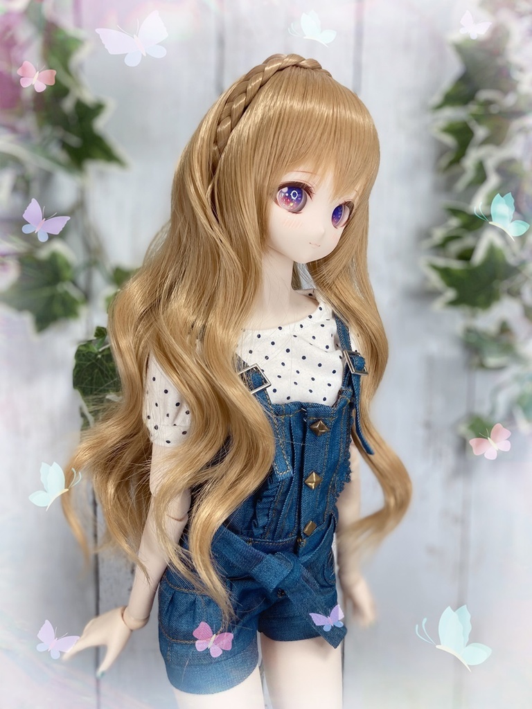 ドールウィッグ*フェアリーウェイブティアラ*ロイヤルミルクティー*9～9.5インチ